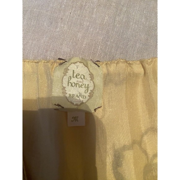 Tea  And Honey Key Hole Floral 100% Silk Dress Size M - Picture 5 of 5